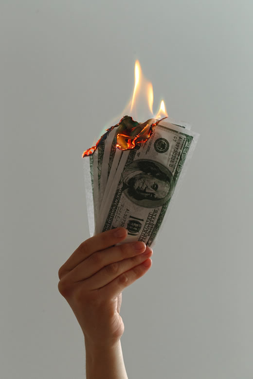 Picture of money burning